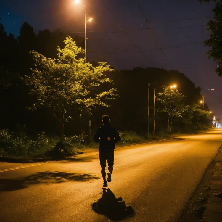 Modern adaptive LED street lights illuminating city road with energy efficient lighting system