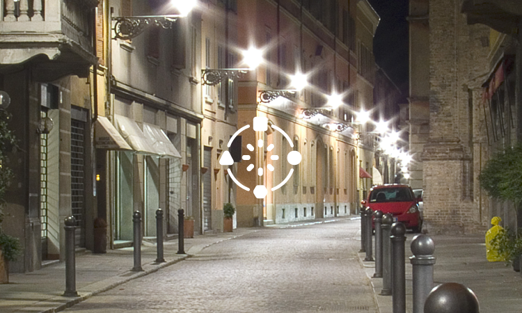 City LED street lights providing efficient illumination and safety in urban areas LED street lights illuminating safe urban street at night with modern energy efficient lighting system