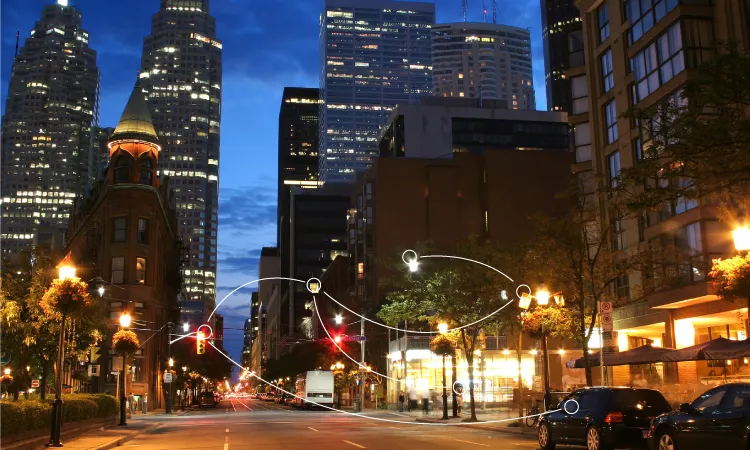 Smart Street Lighting: Revolutionizing Urban Life with IoT Smart streetlights connected via IoT, adjusting to time and weather