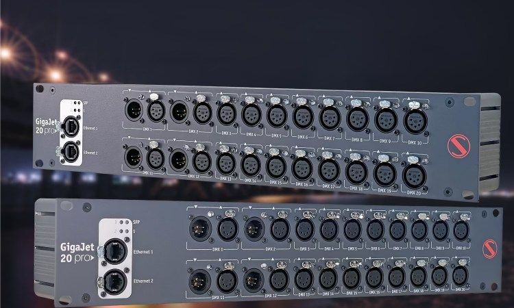GigaJet20 Pro is a powerful 1 Gbps Ethernet node for stable sACN/Art-Net lighting control in large venues.