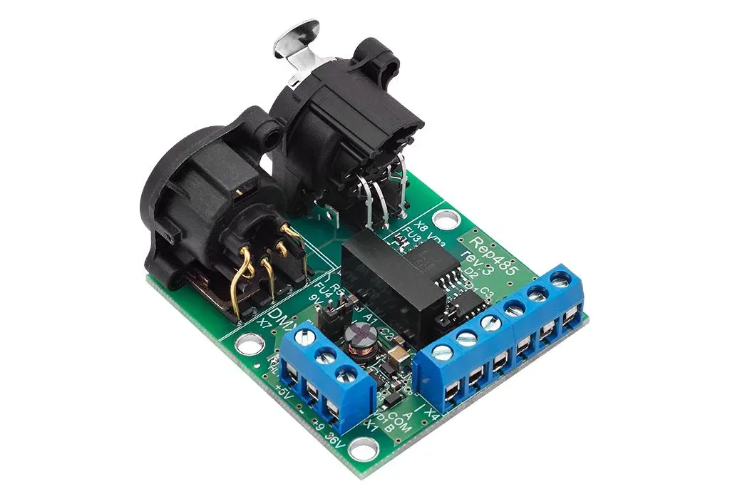 PCB optically isolated DMX repeater, booster, distributor for DMX Sundrax Entertainment