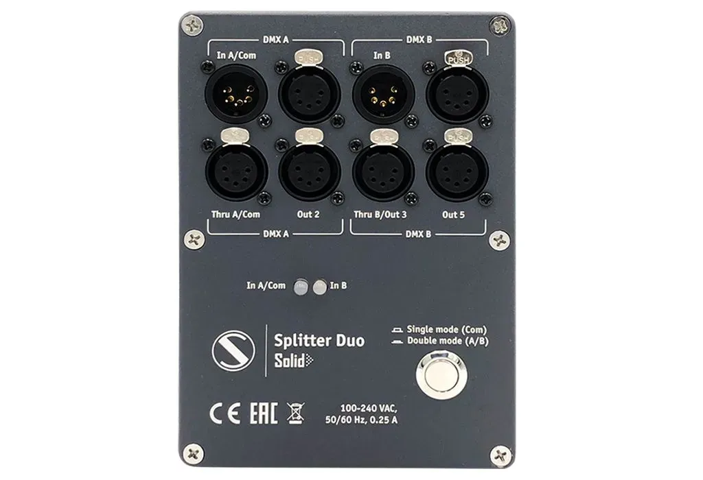 Indoor DMX Splitter IP44 Dual Zone RDM Hub | optically isolated
