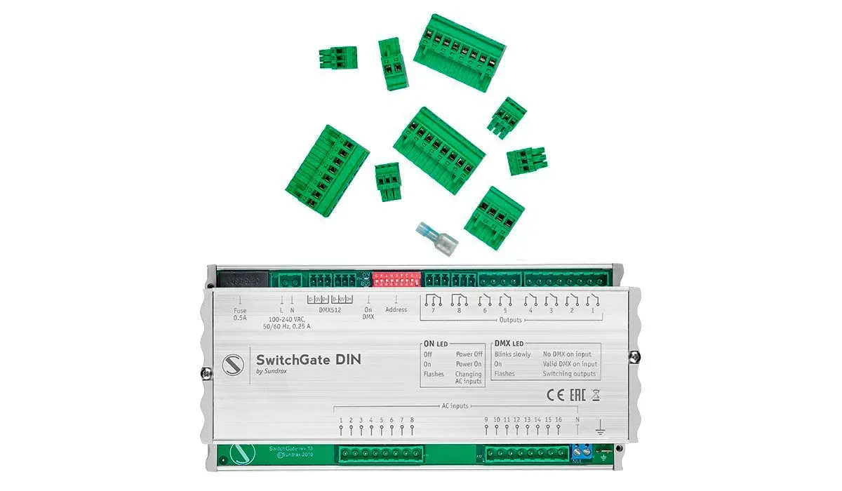 8 channel DMX switching unit with RDM functionality for DIN rail installation