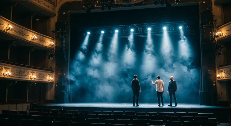 Concert arena with complex lighting installation controlled through fiber DMX network