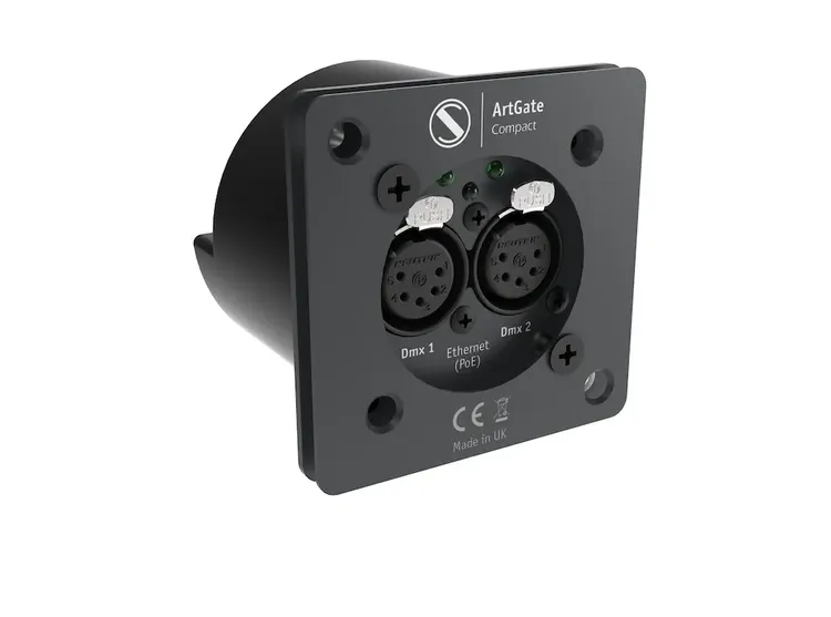 ArtGate Compact Compact Art-Net/sACN to DMX with up to two optically isolated DMX ports converter designed for convenient installation in theatrical and other hatches Sundrax Entertainment