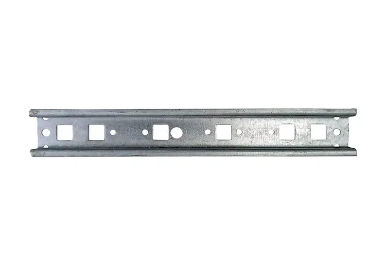 DIN rail for mounting enclosures A DIN rail used for neatly securing devices in control cabinets.