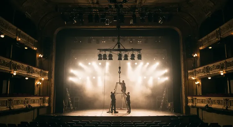 Festival installation with temporary lighting controlled through AC wiring