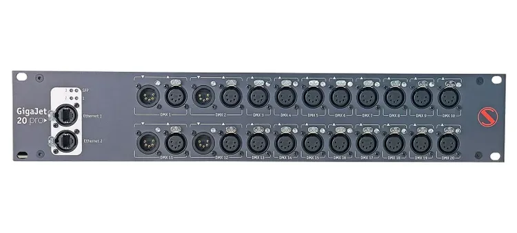 Sundrax GigaJet20 Pro multi-protocol DMX converter with 20 optically isolated ports