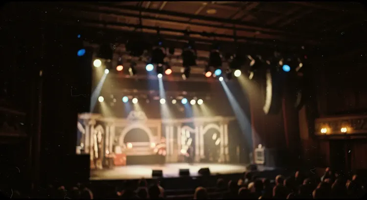 Concert stage with pixel-mapped LED background creating visual effects