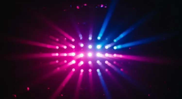 Before and after comparison of a building with and without DMX lighting 