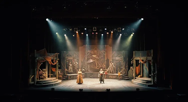 Theater lighting system with combined DMX and DALI protocols in operation