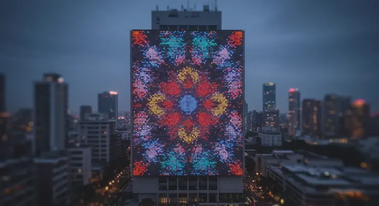 A detailed control scheme showcasing a DMX LED controller managing pixel tape lighting for theater and stage applications. DMX LED controller connected to LED pixel tape