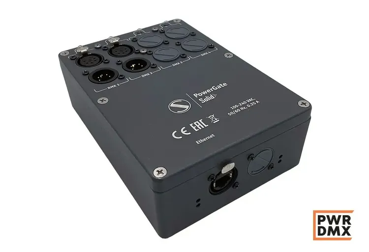 PowerGate Solid HomePlug Powerline to DMX converter with up to four optically isolated DMX ports for indoor installation Project Sundrax Entertainment