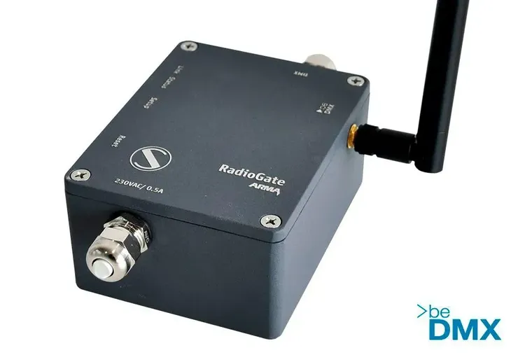 RadioGate Arma Wireless waterproof DMX transceiver for outdoor installation