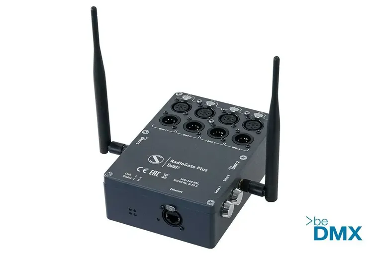 RadioGate Plus Solid All in one: Wireless DMX transceivers, Art-Net/sACN to DMX converter and DMX splitter / booster with RDM functionality for indoor installation Sundrax Entertainment