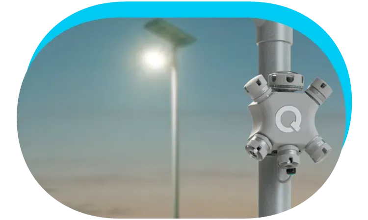 Smart poles equipped with IoT sensors for environmental monitoring, safety, and urban connectivity