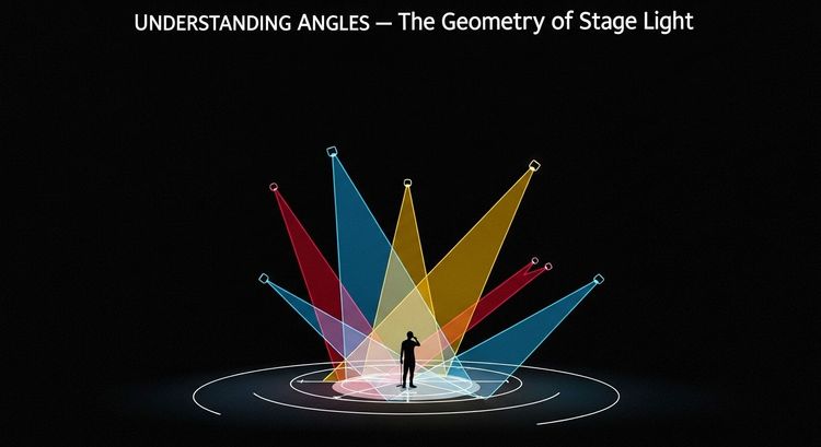 Educational visualization demonstrating how lighting angles define form, depth, and emotional tone in performance design.
