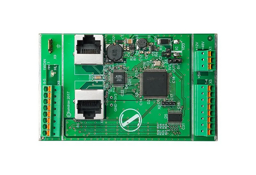 Top view of frameless PixelGate Board PCB showing dual Ethernet ports and 8 SPI outputs